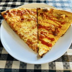 GIANT slices - one cheese, one Buffalo chicken.
