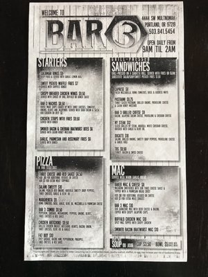 Menu photo 5 Bar 3 Portland, OR Menu photo 5 Bar 3 Portland, OR