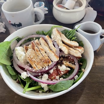 Lac Bleu Brunch Cafe - Strawberry Fields salad with chicken - Breakfast & Brunch Near Me - Arlington, Texas Lac Bleu Brunch Cafe - Strawberry Fields salad with chicken - Breakfast & Brunch Near Me - Arlington, Texas
