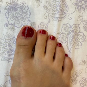 Dream Nails - The shape and color application is just so bad. This is literally one day after my Pedicure. - Nail Salons Near Me - Los Angeles, California