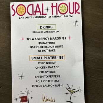 Wabi on Rose - Happy hour menu - Sushi Bars Near Me - Venice, California Wabi on Rose - Happy hour menu - Sushi Bars Near Me - Venice, California