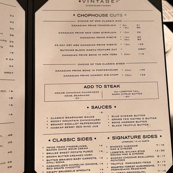 Vintage Chophouse and Tavern - Menu - Steakhouses Near Me - Calgary, Alberta Vintage Chophouse and Tavern - Menu - Steakhouses Near Me - Calgary, Alberta