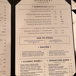 Vintage Chophouse and Tavern - Menu