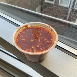 Runny hot sauce from Mamoun's, different than their normal hot sauce Runny hot sauce from Mamoun's, different than their normal hot sauce