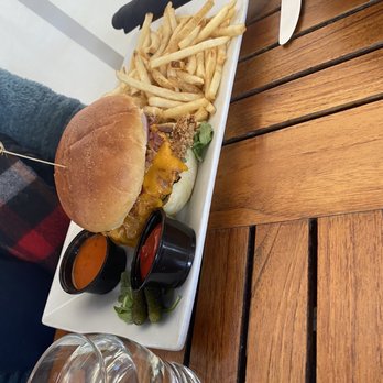 Black Dog Bistro - Crispy chicken burger with fries - Bistros Near Me - Manotick, Ontario Black Dog Bistro - Crispy chicken burger with fries - Bistros Near Me - Manotick, Ontario