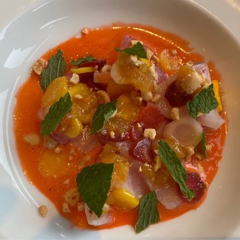 Mooncusser - Hamasa Crudo in mango chutney. - Seafood Near Me - Boston, Massachusetts Mooncusser - Hamasa Crudo in mango chutney. - Seafood Near Me - Boston, Massachusetts