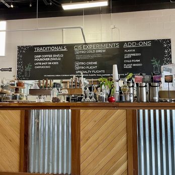 Column 15 - Inside / Interior of ordering counter - zoom in to see menu board - AMAZING LATTES, huge selection of seasonal lattes - bold coffee! - Coffee & Tea Near Me - Williamsburg, Virginia