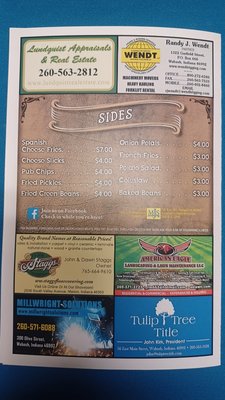 Menu photo 2 Dyes Bar & Grill Wabash, IN