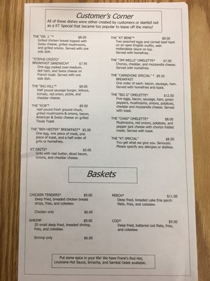 Menu photo 2 KT's Diner Toledo, OH