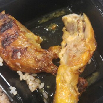 Modern Thai - Disgusting old stale chicken. This is exactly how the leg looked when I uncovered the lid - as if someone had bitten a piece! - Thai Near Me - Montebello, California