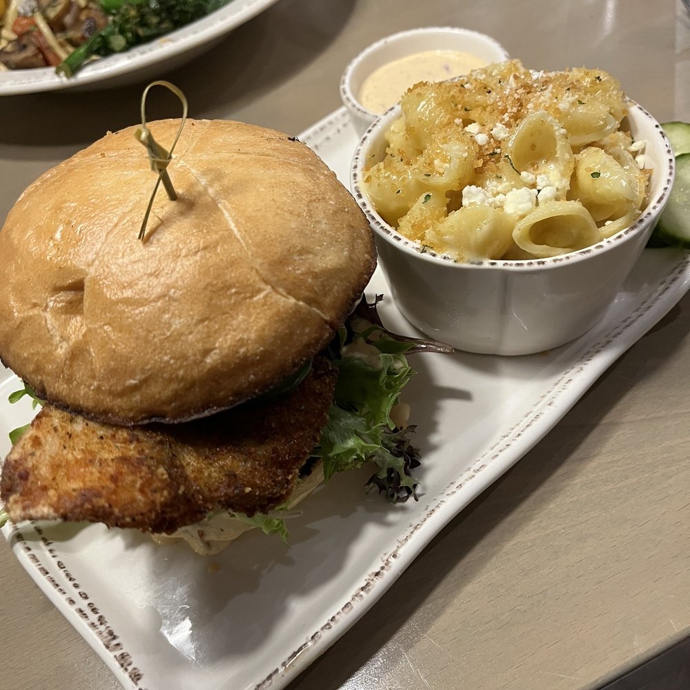 Tula's Kitchen - Crispy chicken sandwich and side of mac and cheese. - New American Near Me - Albuquerque, New Mexico Tula's Kitchen - Crispy chicken sandwich and side of mac and cheese. - New American Near Me - Albuquerque, New Mexico