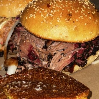 Hometown Bar-B-Que - Close up PULLED PORK SANDWICH - Barbeque Near Me - Brooklyn, New York Hometown Bar-B-Que - Close up PULLED PORK SANDWICH - Barbeque Near Me - Brooklyn, New York