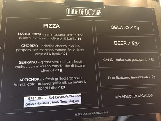 Menu photo 1 Made Of Dough Brixton, XGL