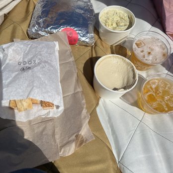 Zood - Blam sandwich, hummus, Barbari bread, and yogurt dip - Persian/Iranian Near Me - Newport Beach, California Zood - Blam sandwich, hummus, Barbari bread, and yogurt dip - Persian/Iranian Near Me - Newport Beach, California
