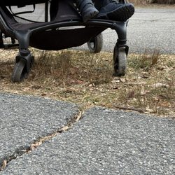 Albee Baby - Left wheel slants so much we can no longer move forward.