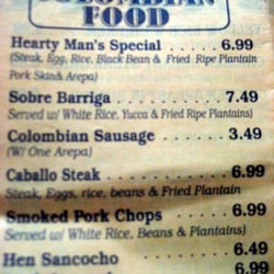 La Unica Food Mart - La Unica Columbian Menu