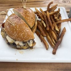 Sugar's Bbq & Hamburgers - Sugars burger with fries