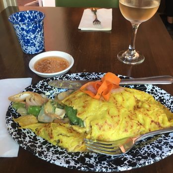 Veg Kitchen + Bar - Summer crepe with dipping sauce and rose - Vegan Near Me - Sacramento, California Veg Kitchen + Bar - Summer crepe with dipping sauce and rose - Vegan Near Me - Sacramento, California