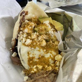 Ally's Cocina - roasted pork king king arepa with feta - Venezuelan Near Me - Kilauea, Hawaii Ally's Cocina - roasted pork king king arepa with feta - Venezuelan Near Me - Kilauea, Hawaii