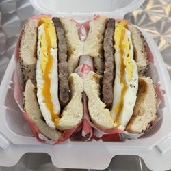The Perfect Blend Cafe - Sausage egg and cheese bagel samich!