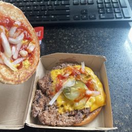 a cheeseburger and a keyboard