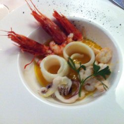 Hostaria Del Vicolo - Shrimps and squid with ginger, celery and carrots sauce