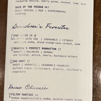 Cordelia - Drink menu - New American Near Me - Cleveland, Ohio