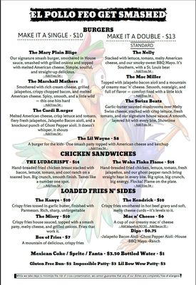 Menu photo 1 El Pollo Feo Smash Burgers Bellingham, WA Menu photo 1 El Pollo Feo Smash Burgers Bellingham, WA