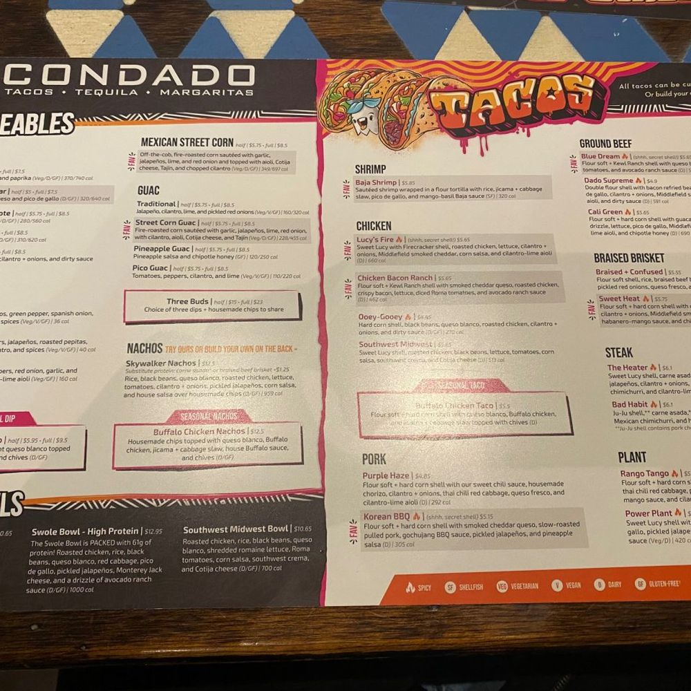 Condado Tacos - Menu as of December 2024 - Tacos Near Me - Pittsburgh, Pennsylvania