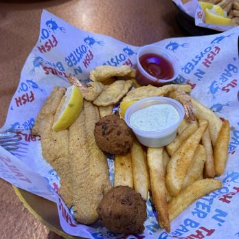 Fish N Tails Oyster Bar - Fried catfish and shrimp with hush puppies and fries - Seafood Near Me - Plano, Texas