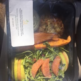 My salmon cakes, sweet potatoes and green salad with Apple citrus dressing. They warmed it up for me since I was on lunch. My salmon cakes, sweet potatoes and green salad with Apple citrus dressing. They warmed it up for me since I was on lunch.