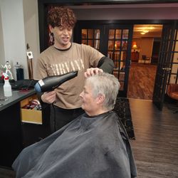 The Velvet Chair Salon - Layne giving her the blowdry!