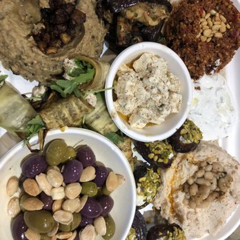 Anoush'ella - White bean hummus, roasted eggplant, dates stuffed with cheese and pistachios, eggplant stuffed with ricotta and arugula - Lebanese Near Me - Boston, Massachusetts Anoush'ella - White bean hummus, roasted eggplant, dates stuffed with cheese and pistachios, eggplant stuffed with ricotta and arugula - Lebanese Near Me - Boston, Massachusetts