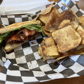 The Farmhouse Cafe - Bacon lettuce and tomato with homemade chips. The bacon is so smoky - Breakfast & Brunch Near Me - Miles City, Montana The Farmhouse Cafe - Bacon lettuce and tomato with homemade chips. The bacon is so smoky - Breakfast & Brunch Near Me - Miles City, Montana