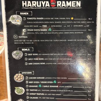 Haruya Ramen - Menu Side 2 of 2 - Ramen Near Me - Alhambra, California Haruya Ramen - Menu Side 2 of 2 - Ramen Near Me - Alhambra, California
