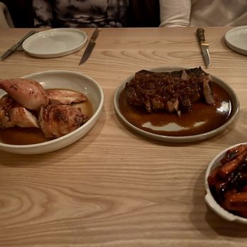 Claud - Chicken w/foie drippings, pork chop w/smoked onion jus, and glazed carrots - Wine Bars Near Me - New York, New York Claud - Chicken w/foie drippings, pork chop w/smoked onion jus, and glazed carrots - Wine Bars Near Me - New York, New York
