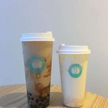 Sun Tea Mix - jasmine milk tea + boba (left) and mango milk (right) - Bubble Tea Near Me - Honolulu, Hawaii Sun Tea Mix - jasmine milk tea + boba (left) and mango milk (right) - Bubble Tea Near Me - Honolulu, Hawaii
