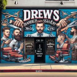 Drew's Barbershop - "Fun AI generated poster."