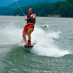 Lake Lure Adventure Company - Wakeboarding was easy under Mark's instruction.
