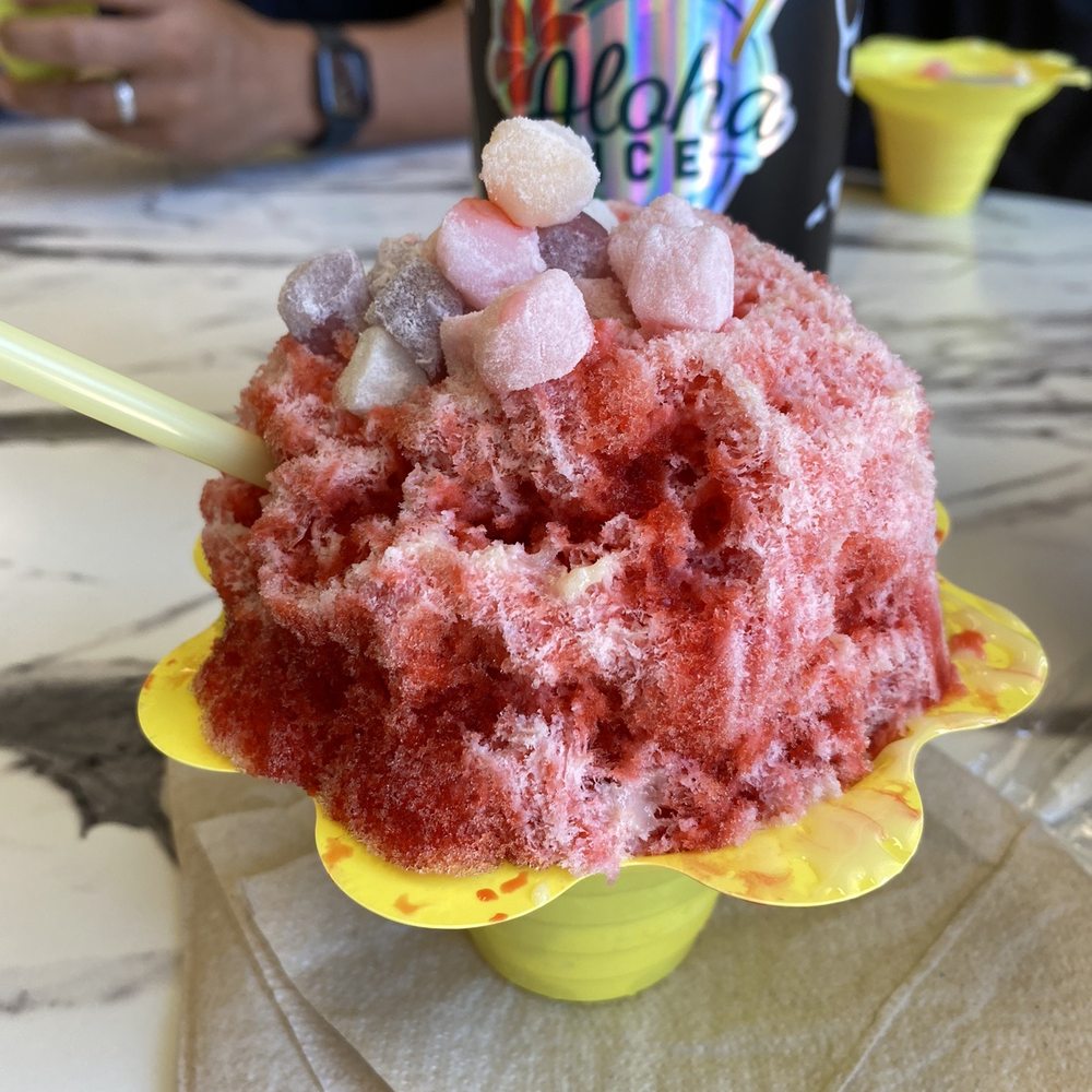 Aloha Ice - Strawberry Delight with mochi - Shaved Ice Near Me Aloha Ice - Strawberry Delight with mochi - Shaved Ice Near Me