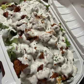 Vegan On The Fly - Jerk Chicken Salad, extra sauce, no tomatoes (and no grape leaves bc they forgot) - Food Trucks Near Me - New York, New York Vegan On The Fly - Jerk Chicken Salad, extra sauce, no tomatoes (and no grape leaves bc they forgot) - Food Trucks Near Me - New York, New York