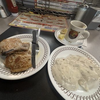 Waffle House - Biscuits &  Gravy with a side of pork chops. - Diners Near Me - Corinth, Mississippi