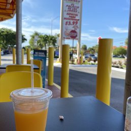 a drink on a table