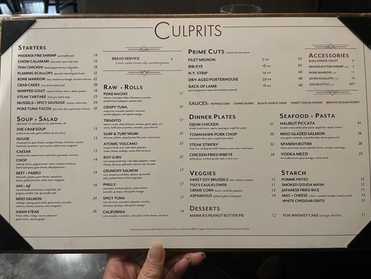 Menu photo 3 Culprits Oklahoma City, OK