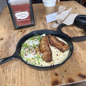August First - Polenta and eggs with pork belly - Bakeries Near Me - Burlington, Vermont