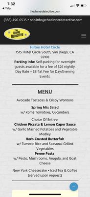 Menu photo 2 The Dinner Detective San Diego, CA Menu photo 2 The Dinner Detective San Diego, CA