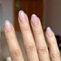 Uptown Nails - Medium almond natural pink acrylics full set