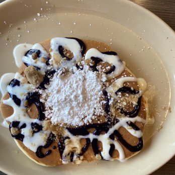 Snooze, an A.M. Eatery - Blueberry pancake with streusel and cream cheese syrup - Breakfast & Brunch Near Me - Addison, Texas