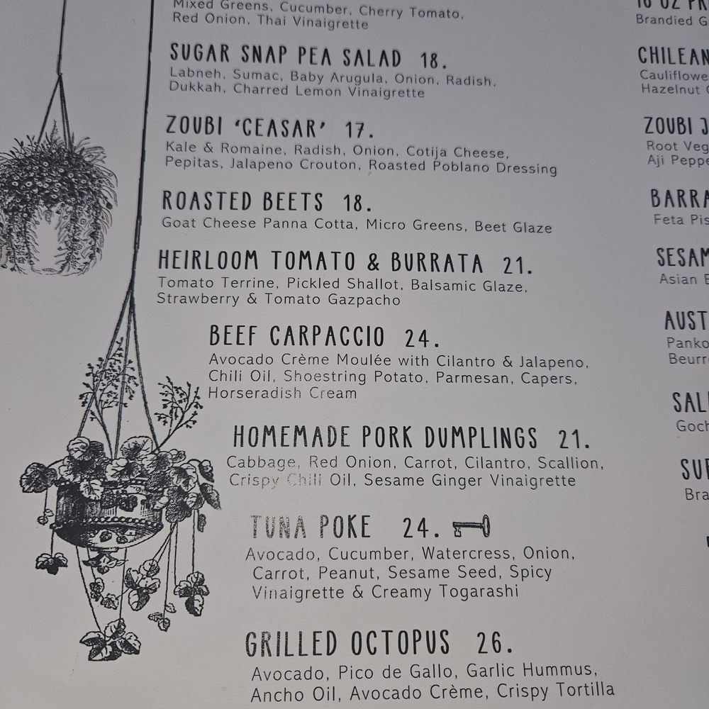 Zoubi - Appetizer Menu on 5/27/26 - New American Near Me - New Hope, Pennsylvania Zoubi - Appetizer Menu on 5/27/26 - New American Near Me - New Hope, Pennsylvania