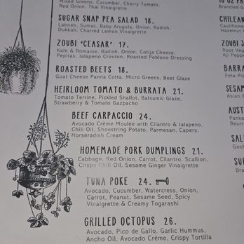 Zoubi - Appetizer Menu on 5/27/26 - New American Near Me - New Hope, Pennsylvania Zoubi - Appetizer Menu on 5/27/26 - New American Near Me - New Hope, Pennsylvania